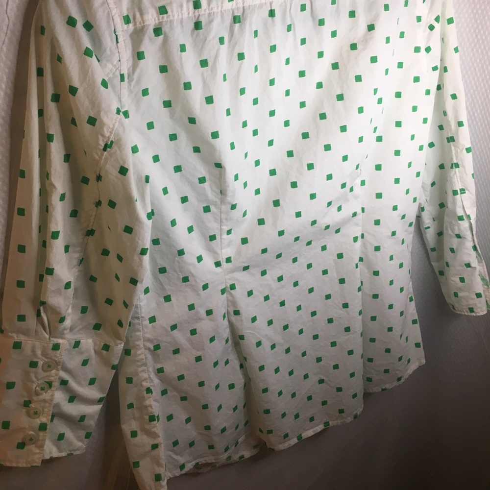 Isaac Mizrahi for Target | Women’s White with Green Squares Button Down Top - Picture 8 of 10